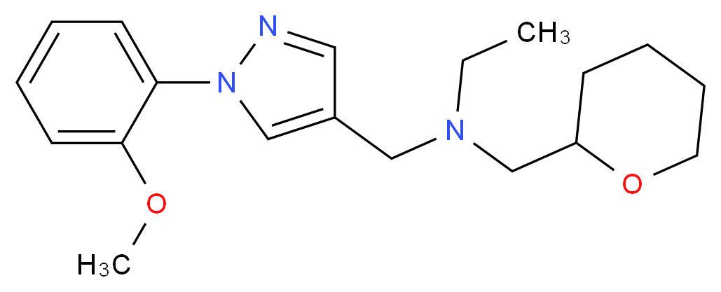 N-{[1-(2-methoxyphenyl)-1H-pyrazol-4-yl]methyl}-N-(tetrahydro-2H-pyran-2-ylmethyl)ethanamine_分子结构_CAS_)
