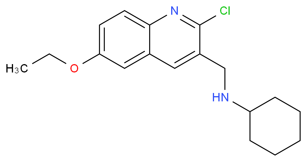 (2-Chloro-6-ethoxy-quinolin-3-ylmethyl)-cyclohexyl-amine_分子结构_CAS_)