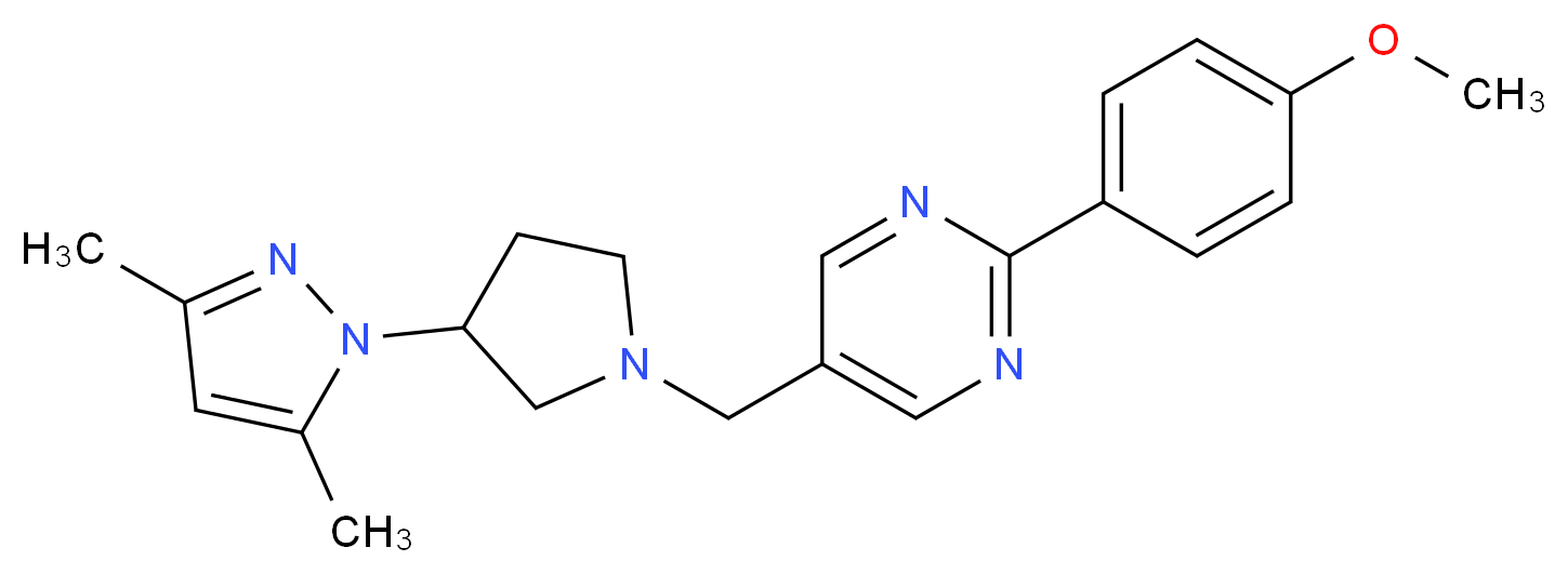 5-{[3-(3,5-dimethyl-1H-pyrazol-1-yl)pyrrolidin-1-yl]methyl}-2-(4-methoxyphenyl)pyrimidine_分子结构_CAS_)