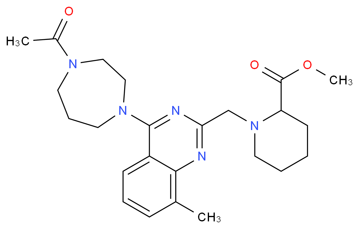 methyl 1-{[4-(4-acetyl-1,4-diazepan-1-yl)-8-methyl-2-quinazolinyl]methyl}-2-piperidinecarboxylate_分子结构_CAS_)