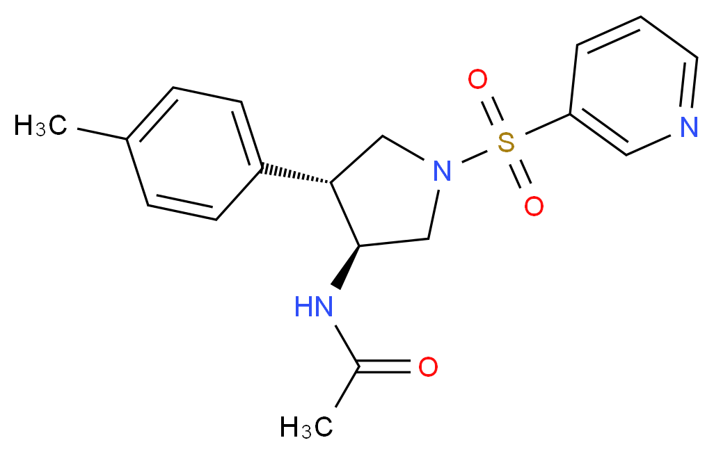 N-[(3S*,4R*)-4-(4-methylphenyl)-1-(3-pyridinylsulfonyl)-3-pyrrolidinyl]acetamide_分子结构_CAS_)