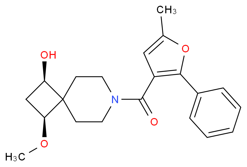 (1R*,3S*)-3-methoxy-7-(5-methyl-2-phenyl-3-furoyl)-7-azaspiro[3.5]nonan-1-ol_分子结构_CAS_)