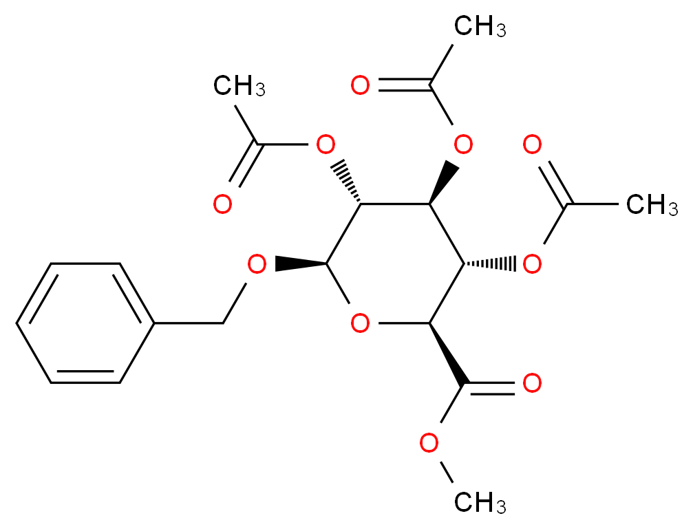 methyl (2S,3S,4S,5R,6R)-3,4,5-tris(acetyloxy)-6-(benzyloxy)oxane-2-carboxylate_分子结构_CAS_3080-47-5