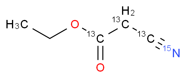 ethyl 2-(<sup>1</sup><sup>5</sup>N)cyano(,1,2-<sup>1</sup><sup>3</sup>C<sub>3</sub>)acetate_分子结构_CAS_1196157-67-1