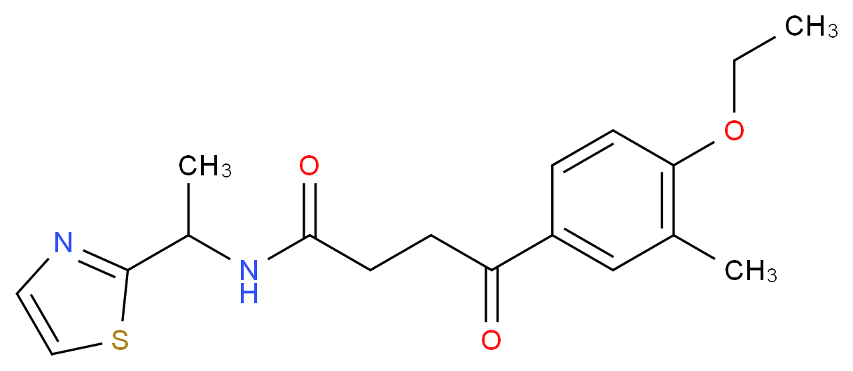 4-(4-ethoxy-3-methylphenyl)-4-oxo-N-[1-(1,3-thiazol-2-yl)ethyl]butanamide_分子结构_CAS_)