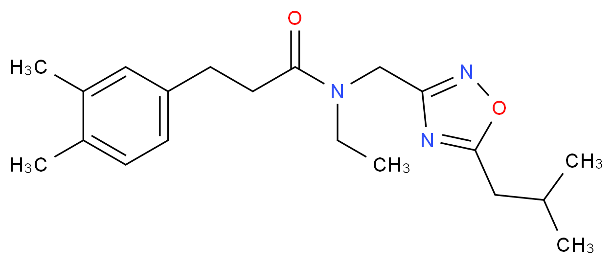 3-(3,4-dimethylphenyl)-N-ethyl-N-[(5-isobutyl-1,2,4-oxadiazol-3-yl)methyl]propanamide_分子结构_CAS_)