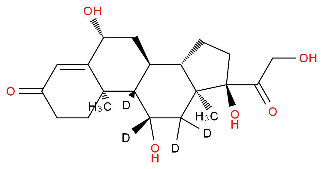 (1S,2R,8R,10S,11S,14R,15S,17S)-8,14,17-trihydroxy-14-(2-hydroxyacetyl)-2,15-dimethyl(1,16,16,17-<sup>2</sup>H<sub>4</sub>)tetracyclo[8.7.0.0<sup>2</sup>,<sup>7</sup>.0<sup>1</sup><sup>1</sup>,<sup>1</sup><sup>5</sup>]heptadec-6-en-5-one_分子结构_CAS_1261254-51-6