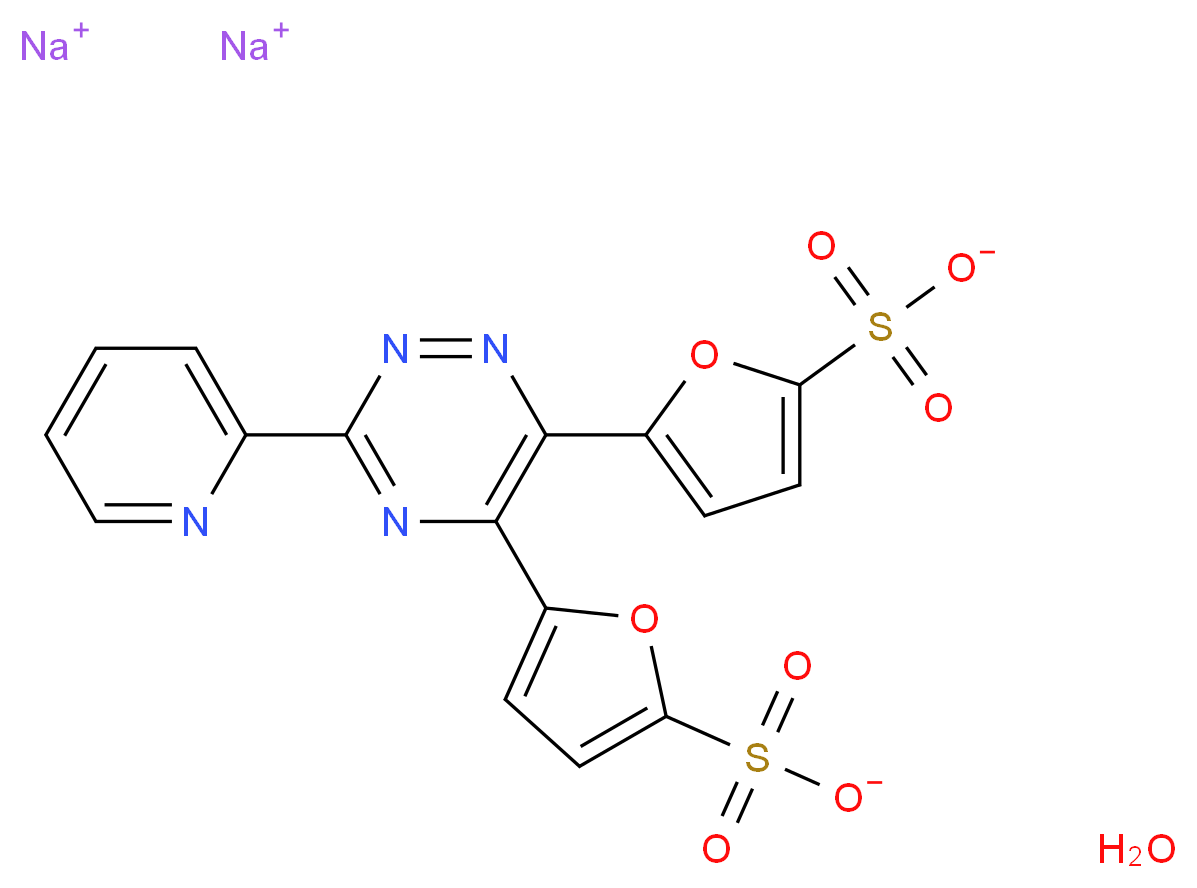 disodium 5-[3-(pyridin-2-yl)-5-(5-sulfonatofuran-2-yl)-1,2,4-triazin-6-yl]furan-2-sulfonate hydrate_分子结构_CAS_698999-54-1