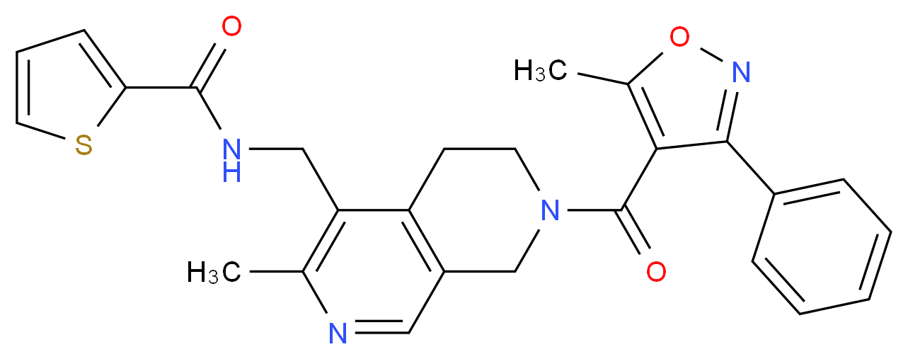N-({3-methyl-7-[(5-methyl-3-phenyl-4-isoxazolyl)carbonyl]-5,6,7,8-tetrahydro-2,7-naphthyridin-4-yl}methyl)-2-thiophenecarboxamide_分子结构_CAS_)
