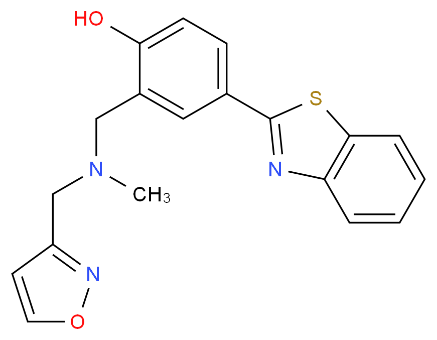 4-(1,3-benzothiazol-2-yl)-2-{[(3-isoxazolylmethyl)(methyl)amino]methyl}phenol_分子结构_CAS_)