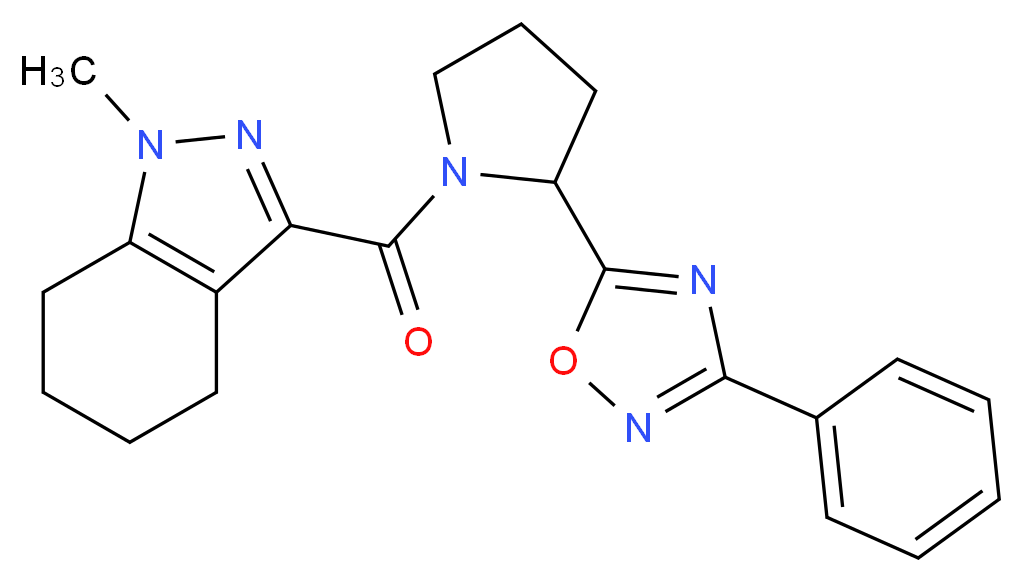 1-methyl-3-{[2-(3-phenyl-1,2,4-oxadiazol-5-yl)-1-pyrrolidinyl]carbonyl}-4,5,6,7-tetrahydro-1H-indazole_分子结构_CAS_)