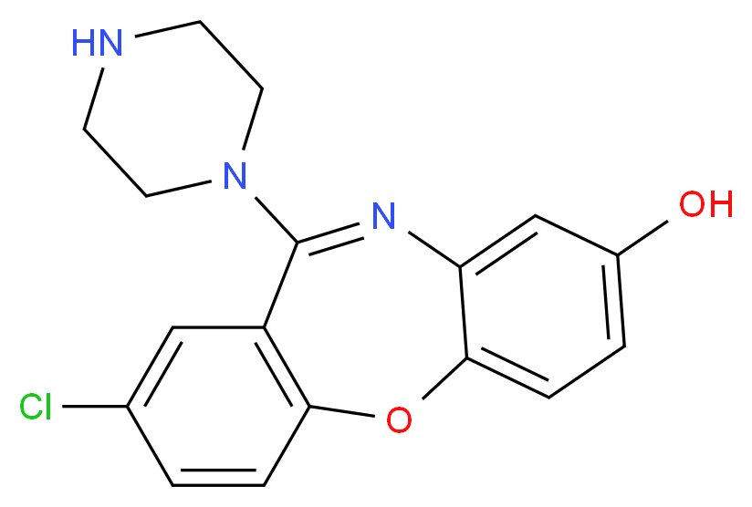 13-chloro-10-(piperazin-1-yl)-2-oxa-9-azatricyclo[9.4.0.0<sup>3</sup>,<sup>8</sup>]pentadeca-1(11),3(8),4,6,9,12,14-heptaen-6-ol_分子结构_CAS_61443-78-5