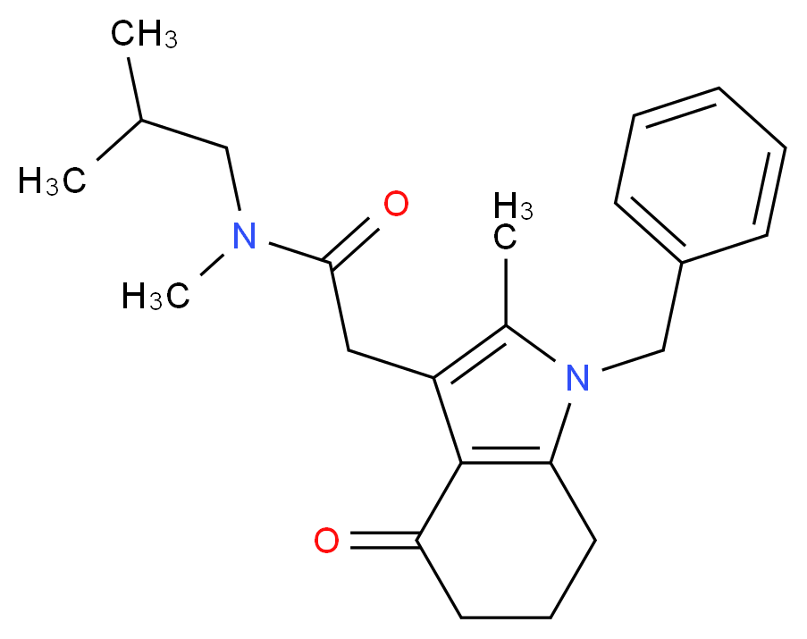 2-(1-benzyl-2-methyl-4-oxo-4,5,6,7-tetrahydro-1H-indol-3-yl)-N-isobutyl-N-methylacetamide_分子结构_CAS_)