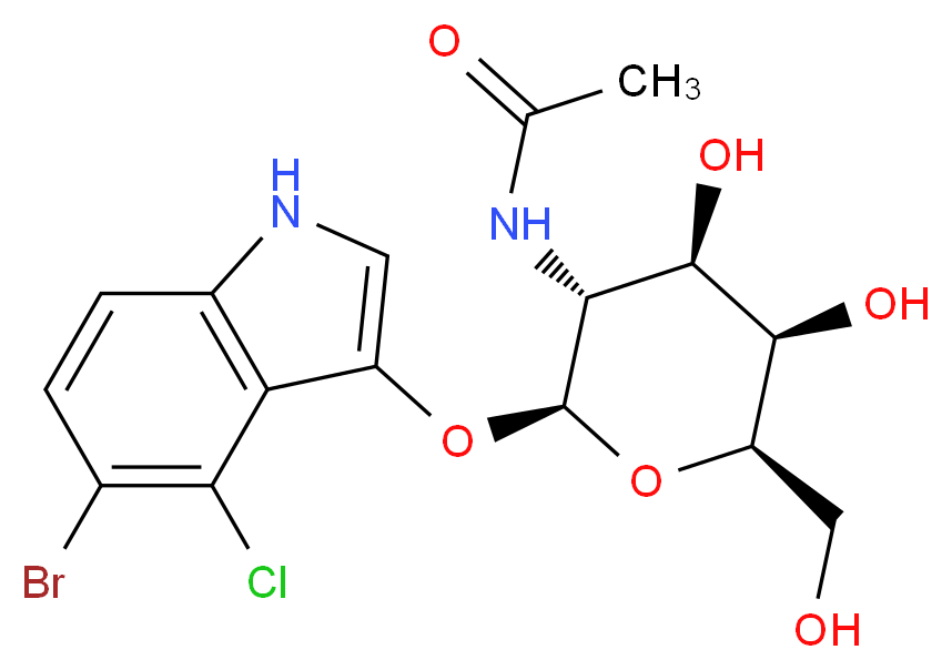 N-[(2S,3R,4R,5R,6R)-2-[(5-bromo-4-chloro-1H-indol-3-yl)oxy]-4,5-dihydroxy-6-(hydroxymethyl)oxan-3-yl]acetamide_分子结构_CAS_129572-48-1