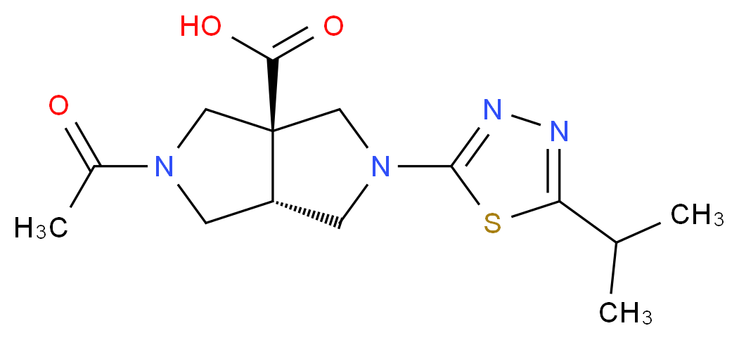 (3aS*,6aS*)-2-acetyl-5-(5-isopropyl-1,3,4-thiadiazol-2-yl)hexahydropyrrolo[3,4-c]pyrrole-3a(1H)-carboxylic acid_分子结构_CAS_)