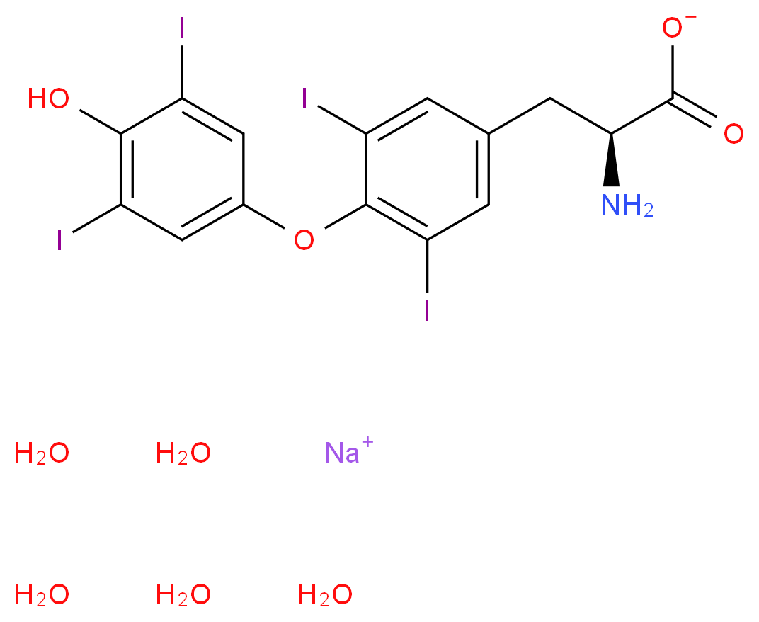 L-THYROXINE SODIUM SALT PENTAHYDRATE, &gamma;-IRRADIATED_分子结构_CAS_6106-07-6)