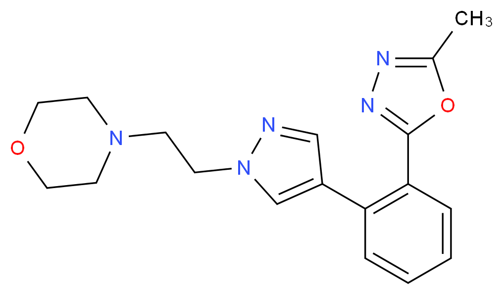 4-(2-{4-[2-(5-methyl-1,3,4-oxadiazol-2-yl)phenyl]-1H-pyrazol-1-yl}ethyl)morpholine_分子结构_CAS_)
