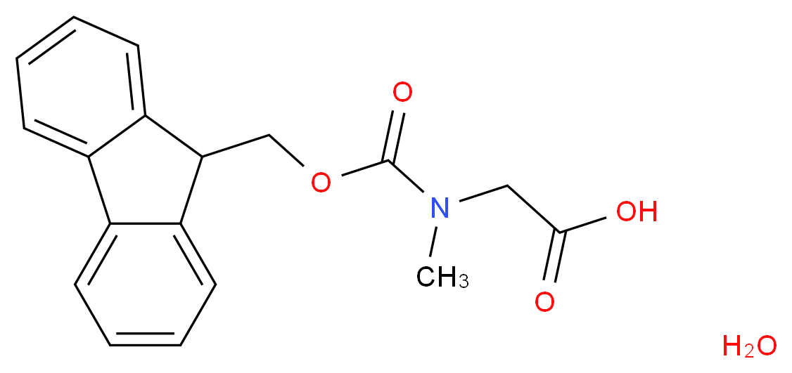 2-{[(9H-fluoren-9-ylmethoxy)carbonyl](methyl)amino}acetic acid hydrate_分子结构_CAS_77128-70-2