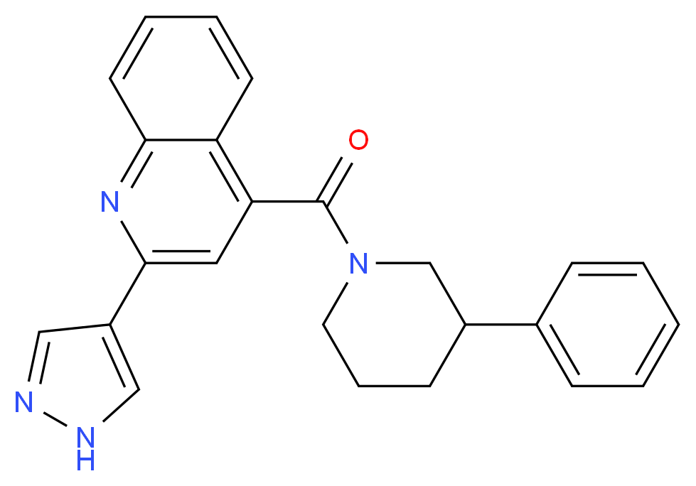 4-[(3-phenyl-1-piperidinyl)carbonyl]-2-(1H-pyrazol-4-yl)quinoline_分子结构_CAS_)