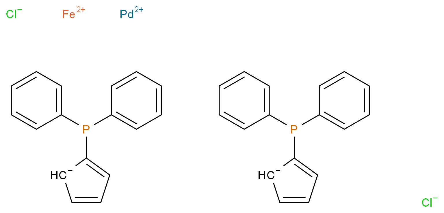 (1,1'-Bis(diphenylphosphino)ferrocene)palladium(II) dichloride_分子结构_CAS_72287-26-4)