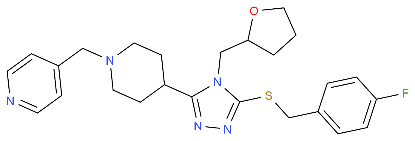 4-({4-[5-[(4-fluorobenzyl)thio]-4-(tetrahydro-2-furanylmethyl)-4H-1,2,4-triazol-3-yl]-1-piperidinyl}methyl)pyridine_分子结构_CAS_)