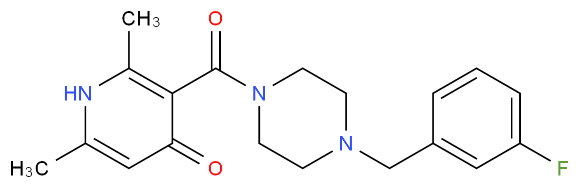 3-{[4-(3-fluorobenzyl)-1-piperazinyl]carbonyl}-2,6-dimethyl-4(1H)-pyridinone_分子结构_CAS_)