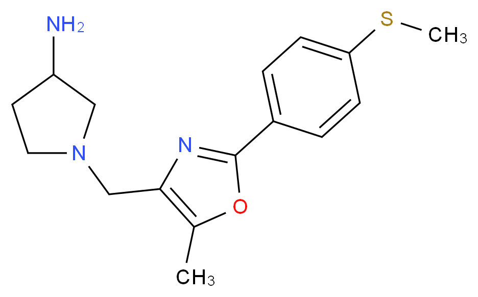 1-({5-methyl-2-[4-(methylthio)phenyl]-1,3-oxazol-4-yl}methyl)pyrrolidin-3-amine_分子结构_CAS_)