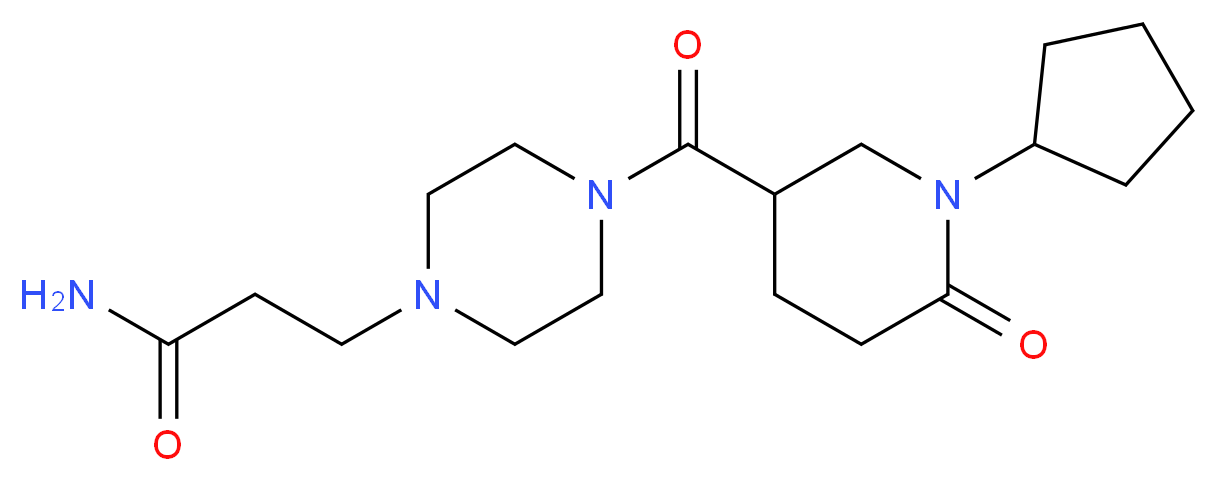 3-{4-[(1-cyclopentyl-6-oxo-3-piperidinyl)carbonyl]-1-piperazinyl}propanamide_分子结构_CAS_)
