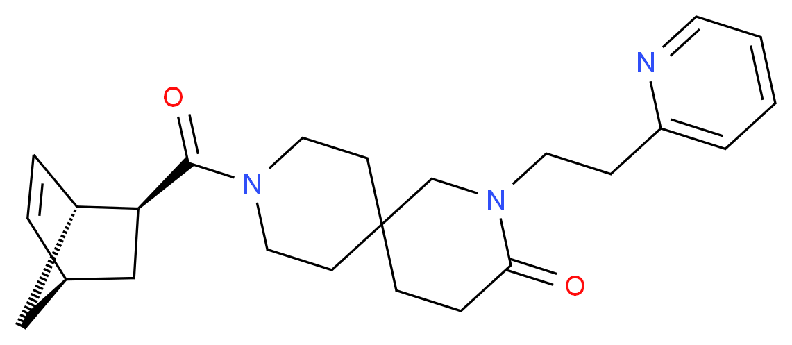 9-[(1R*,2S*,4R*)-bicyclo[2.2.1]hept-5-en-2-ylcarbonyl]-2-(2-pyridin-2-ylethyl)-2,9-diazaspiro[5.5]undecan-3-one_分子结构_CAS_)