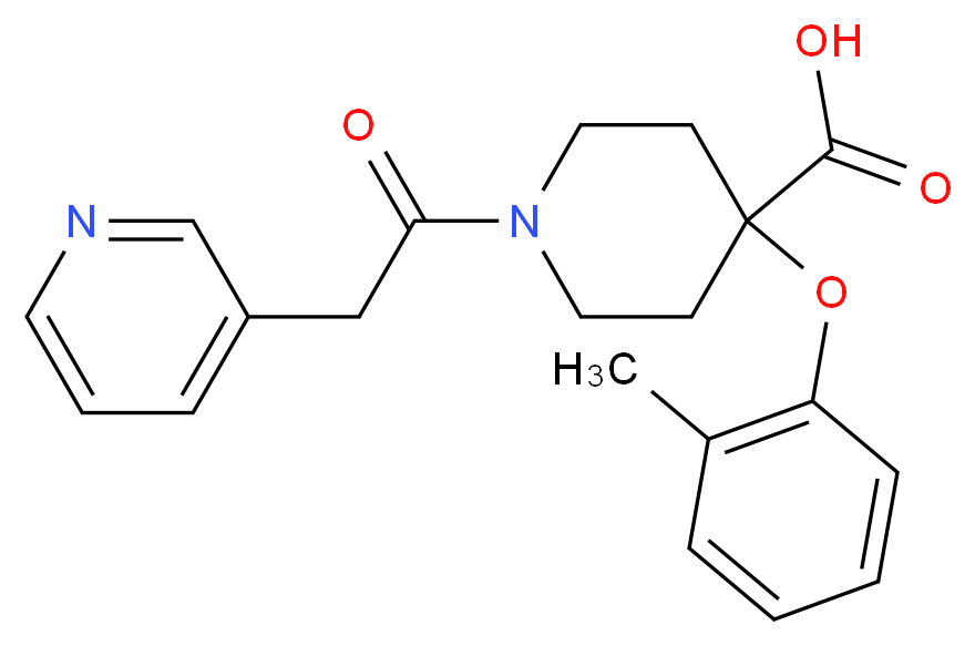 4-(2-methylphenoxy)-1-(pyridin-3-ylacetyl)piperidine-4-carboxylic acid_分子结构_CAS_)