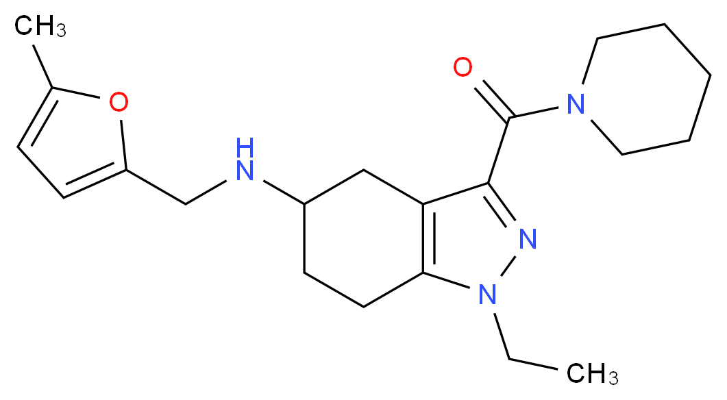 1-ethyl-N-[(5-methyl-2-furyl)methyl]-3-(1-piperidinylcarbonyl)-4,5,6,7-tetrahydro-1H-indazol-5-amine_分子结构_CAS_)