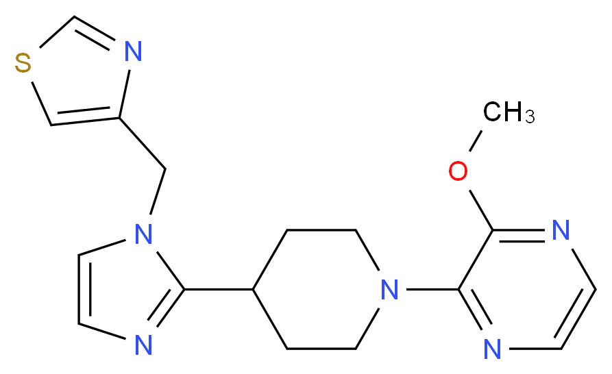 2-methoxy-3-{4-[1-(1,3-thiazol-4-ylmethyl)-1H-imidazol-2-yl]-1-piperidinyl}pyrazine_分子结构_CAS_)