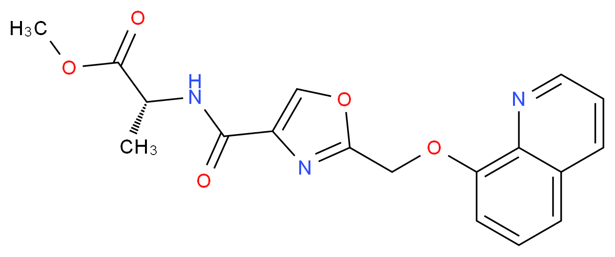 methyl N-({2-[(8-quinolinyloxy)methyl]-1,3-oxazol-4-yl}carbonyl)-D-alaninate_分子结构_CAS_)