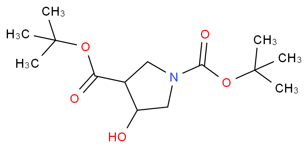 1,3-di-tert-butyl 4-hydroxypyrrolidine-1,3-dicarboxylate_分子结构_CAS_203434-46-2