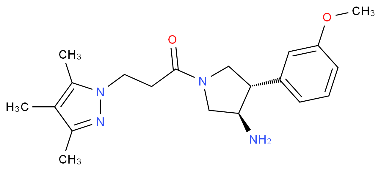 (3R*,4S*)-4-(3-methoxyphenyl)-1-[3-(3,4,5-trimethyl-1H-pyrazol-1-yl)propanoyl]pyrrolidin-3-amine_分子结构_CAS_)