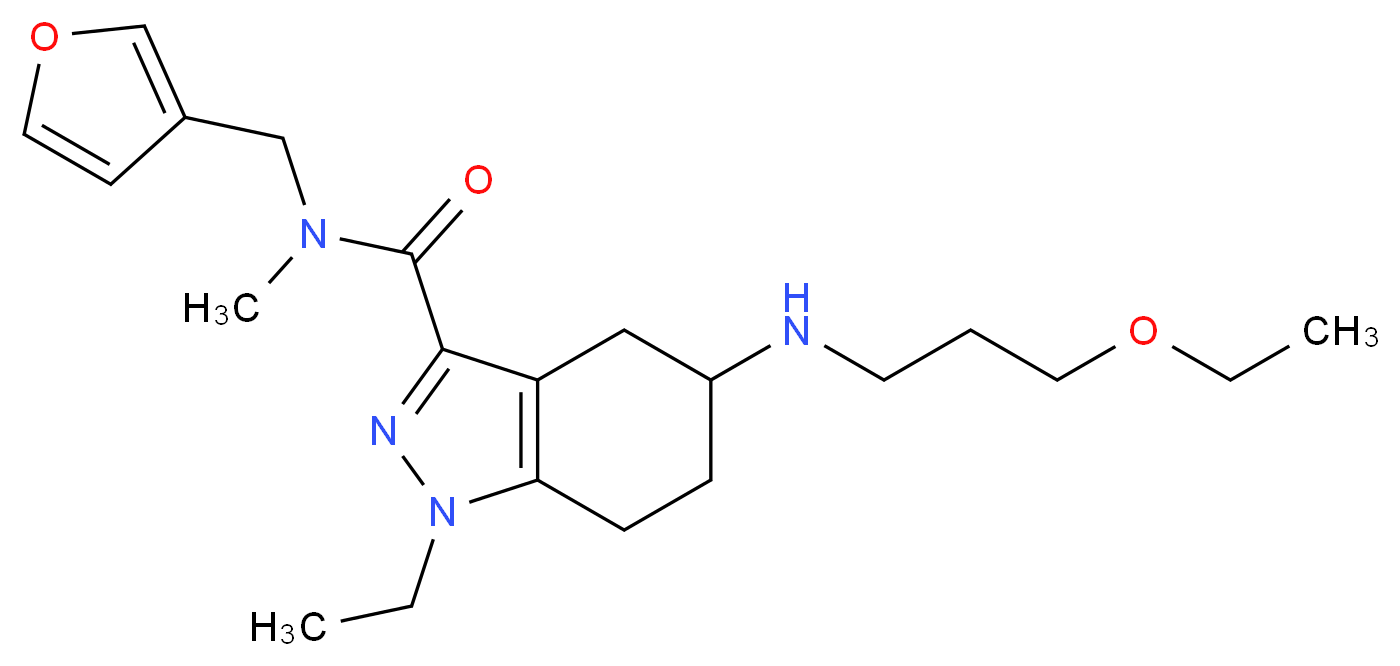 5-[(3-ethoxypropyl)amino]-1-ethyl-N-(3-furylmethyl)-N-methyl-4,5,6,7-tetrahydro-1H-indazole-3-carboxamide_分子结构_CAS_)