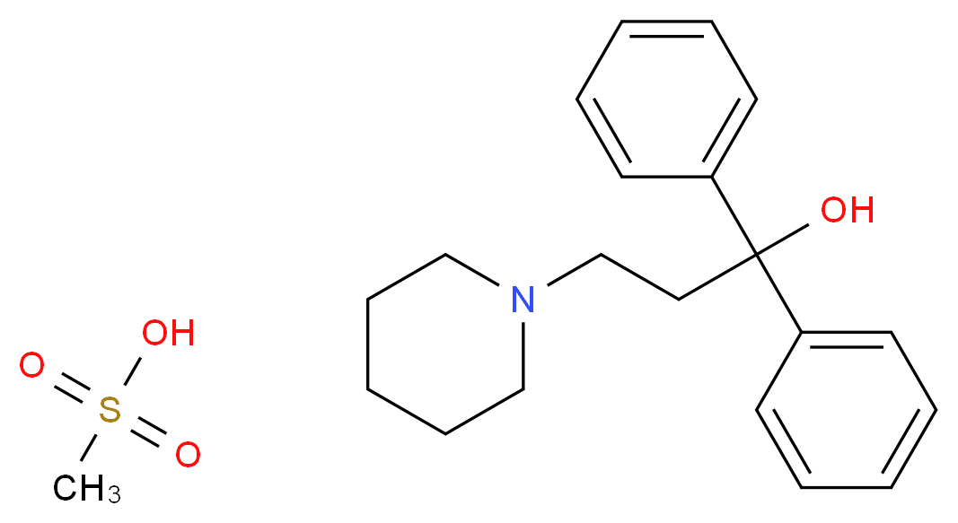 1,1-diphenyl-3-(piperidin-1-yl)propan-1-ol; methanesulfonic acid_分子结构_CAS_6856-31-1