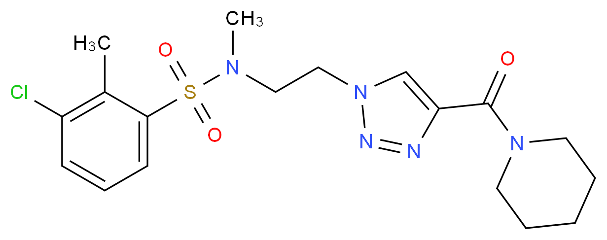 3-chloro-N,2-dimethyl-N-{2-[4-(1-piperidinylcarbonyl)-1H-1,2,3-triazol-1-yl]ethyl}benzenesulfonamide_分子结构_CAS_)
