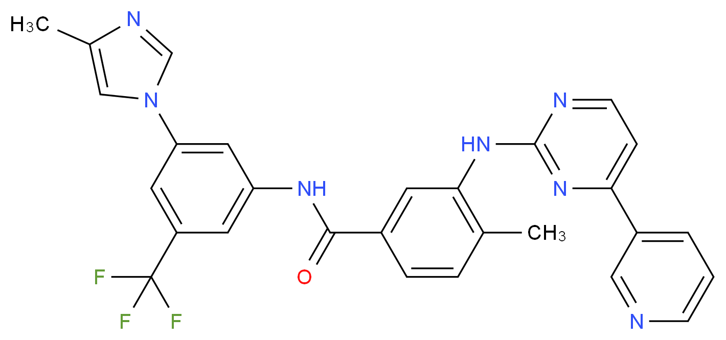 4-methyl-3-((4-(3-pyridinyl)-2-pyrimidinyl)amino)-n-(5-(4-methyl-1h-imidazol-1-yl)-3-(trifluoromethyl)phenyl)benzamide_分子结构_CAS_641571-10-0)