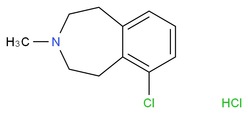 6-chloro-3-methyl-2,3,4,5-tetrahydro-1H-3-benzazepine hydrochloride_分子结构_CAS_86129-54-6