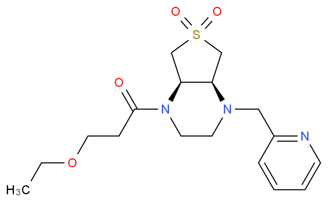(4aS*,7aR*)-1-(3-ethoxypropanoyl)-4-(2-pyridinylmethyl)octahydrothieno[3,4-b]pyrazine 6,6-dioxide_分子结构_CAS_)