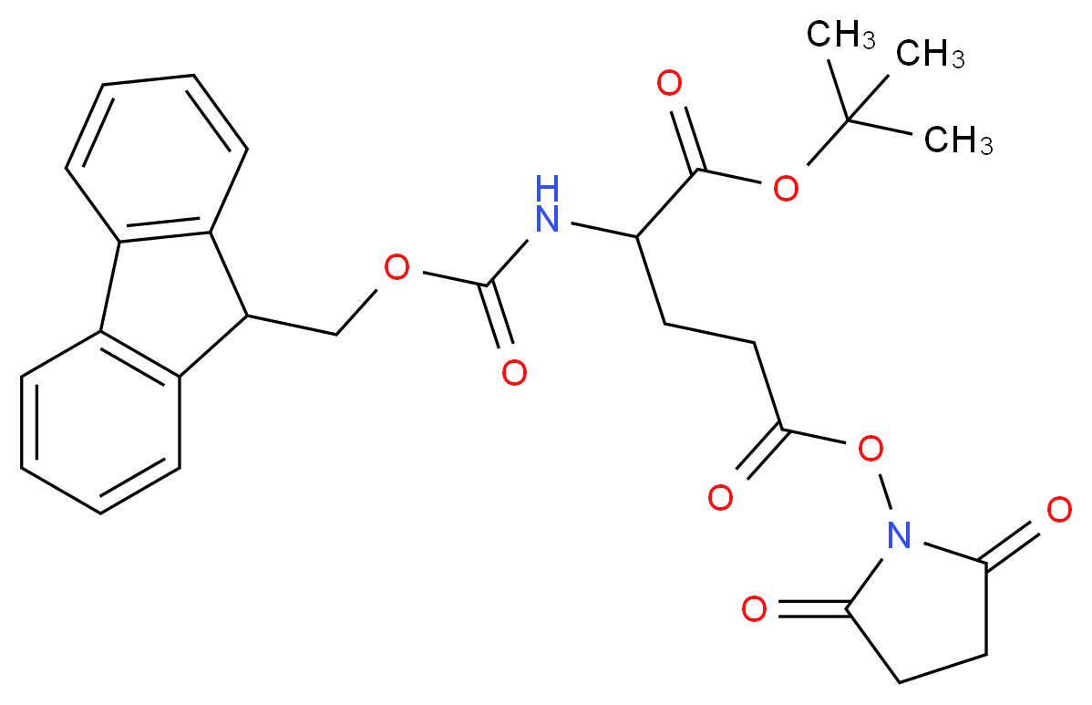 1-tert-butyl 2,5-dioxopyrrolidin-1-yl 2-{[(9H-fluoren-9-ylmethoxy)carbonyl]amino}pentanedioate_分子结构_CAS_200616-38-2