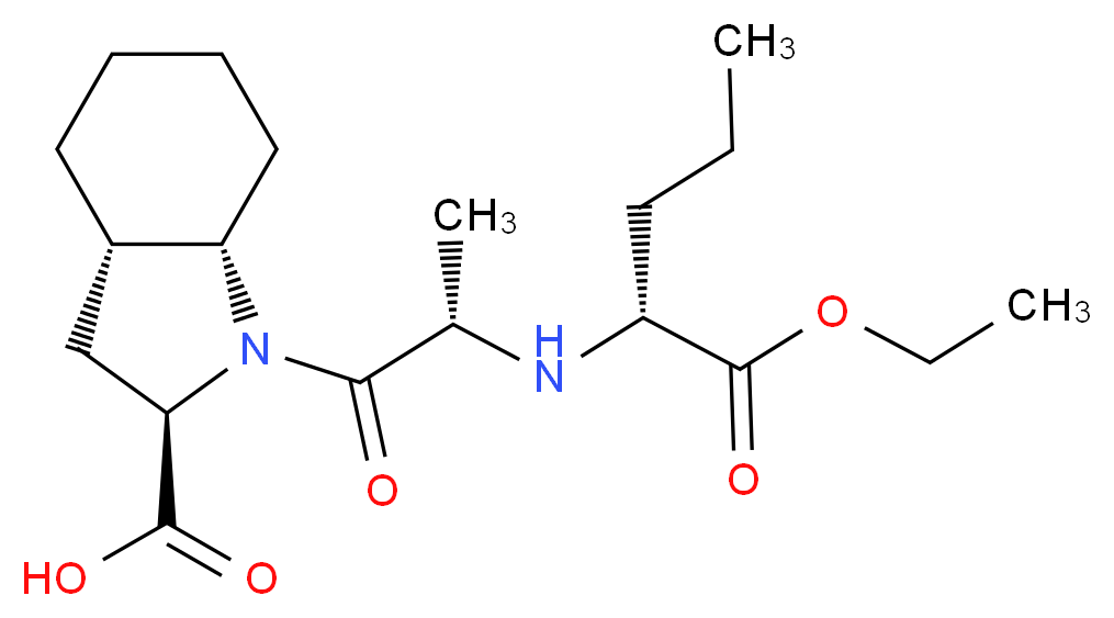 (2R,3aS,7aS)-1-[(2S)-2-{[(2R)-1-ethoxy-1-oxopentan-2-yl]amino}propanoyl]-octahydro-1H-indole-2-carboxylic acid_分子结构_CAS_145513-33-3