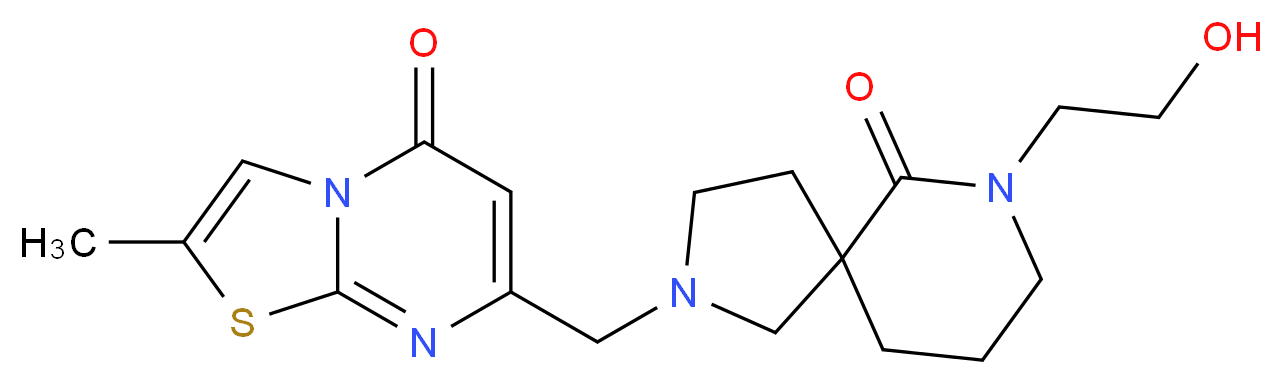 7-(2-hydroxyethyl)-2-[(2-methyl-5-oxo-5H-[1,3]thiazolo[3,2-a]pyrimidin-7-yl)methyl]-2,7-diazaspiro[4.5]decan-6-one_分子结构_CAS_)