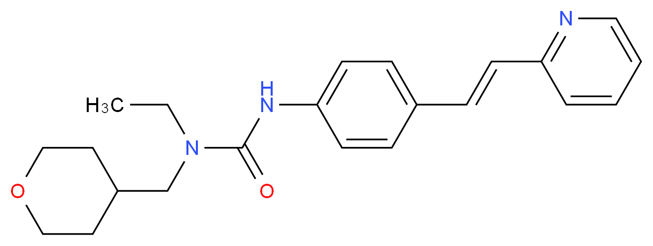 N-ethyl-N'-{4-[(E)-2-pyridin-2-ylvinyl]phenyl}-N-(tetrahydro-2H-pyran-4-ylmethyl)urea_分子结构_CAS_)