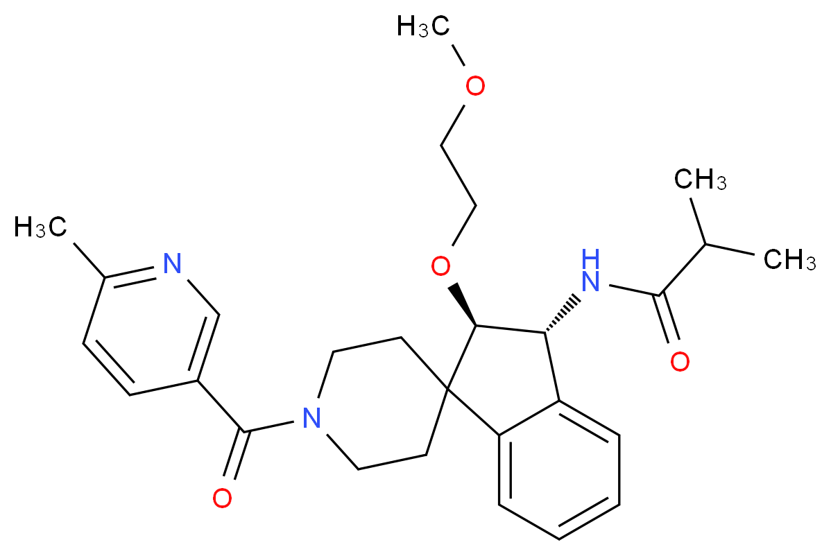N-{(2R*,3R*)-2-(2-methoxyethoxy)-1'-[(6-methyl-3-pyridinyl)carbonyl]-2,3-dihydrospiro[indene-1,4'-piperidin]-3-yl}-2-methylpropanamide_分子结构_CAS_)