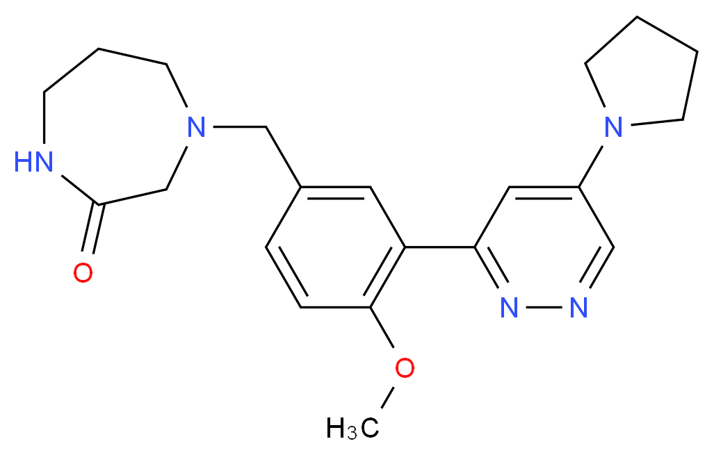 4-{4-methoxy-3-[5-(1-pyrrolidinyl)-3-pyridazinyl]benzyl}-1,4-diazepan-2-one_分子结构_CAS_)
