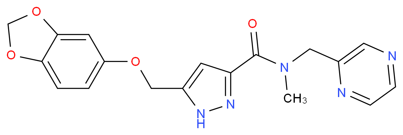 5-[(1,3-benzodioxol-5-yloxy)methyl]-N-methyl-N-(2-pyrazinylmethyl)-1H-pyrazole-3-carboxamide_分子结构_CAS_)
