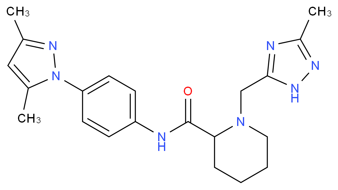 N-[4-(3,5-dimethyl-1H-pyrazol-1-yl)phenyl]-1-[(3-methyl-1H-1,2,4-triazol-5-yl)methyl]piperidine-2-carboxamide_分子结构_CAS_)