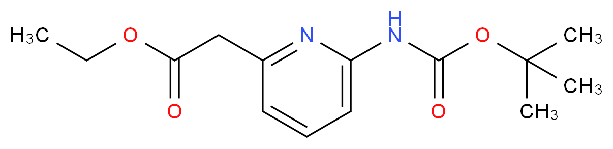 Ethyl 2-(6-((tert-butoxycarbonyl)amino)pyridin-2-yl)acetate_分子结构_CAS_408365-87-7)